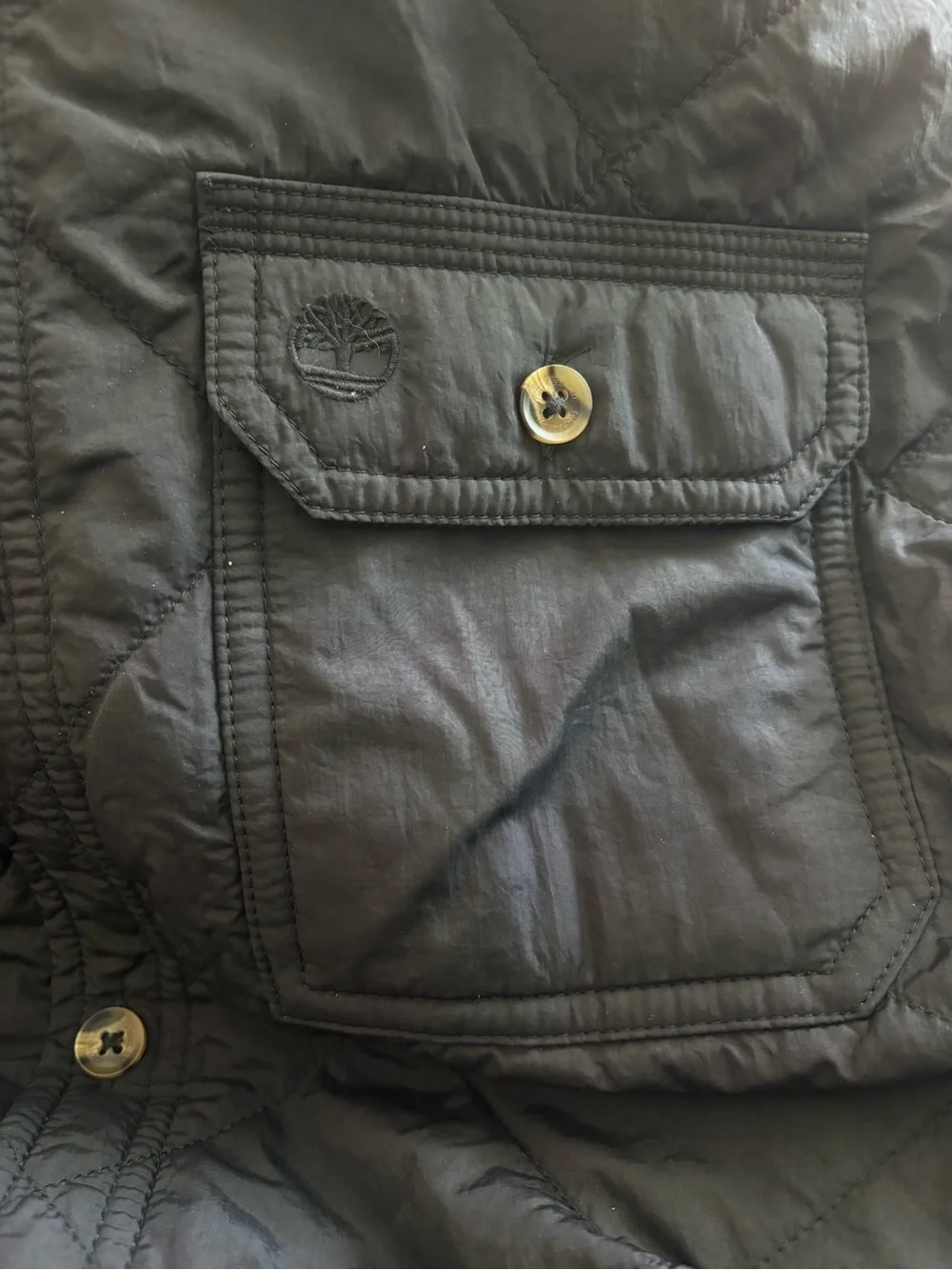 Timberland Quilted Black Button-Front Shirt Jacket Shacket Men’s Size Medium